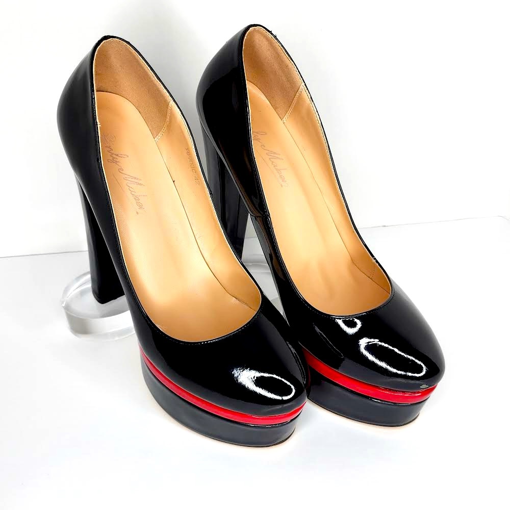Only Maker Black & Red Patent Platform Heels